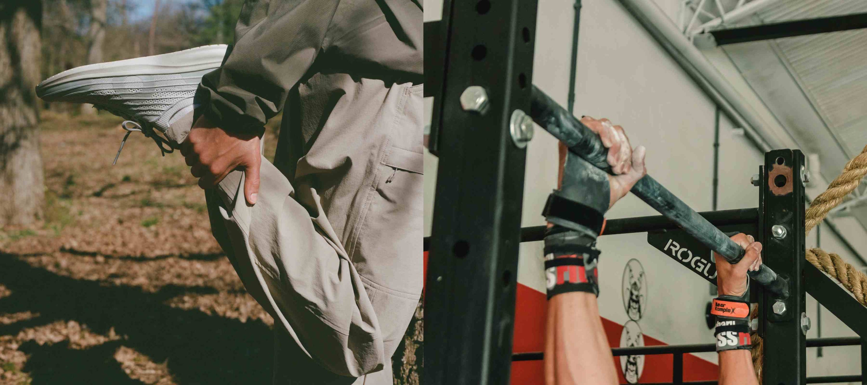 cross training shoes in use outside and in a cross training gym