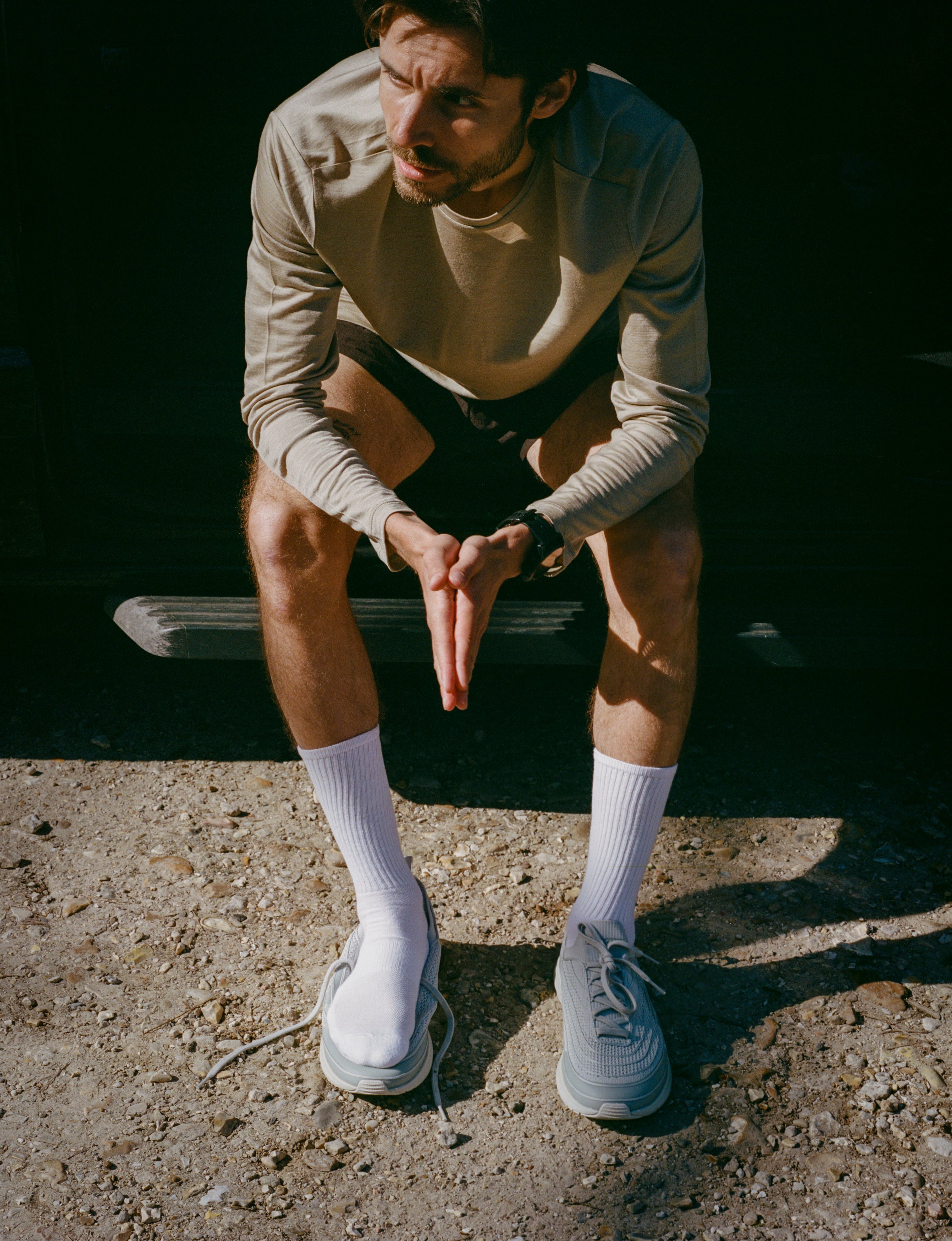 man wearing shoes for foot pain
