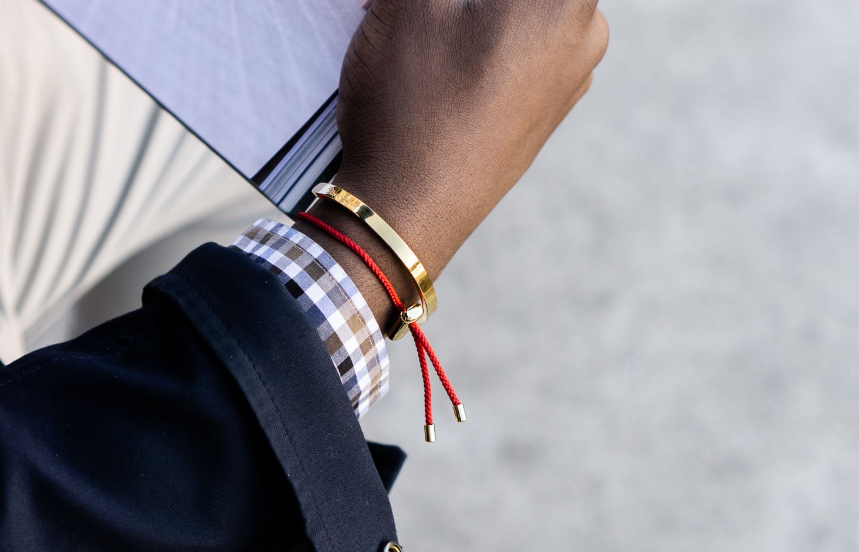 Cameron Cord Bracelet  Red / Gold - Oliver Cabell